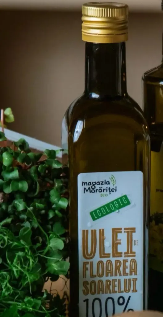 Ulei de floarea soarelui presat la rece 0.5L – ecologic – fabricat in Probota